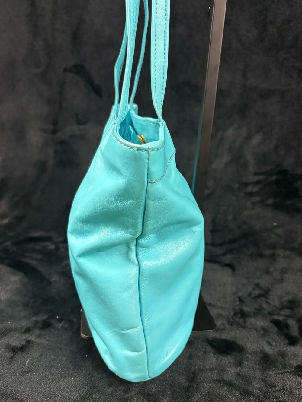 Vintage Toni Genuine Leather Turquoise Shoulder Tote Bag Y2K Aqua